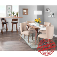 Lumisource B30-CECINAR WLBN2 Cecina Mid-Century Modern Barstool with Swivel in Walnut and Brown Faux Leather - Set of 2